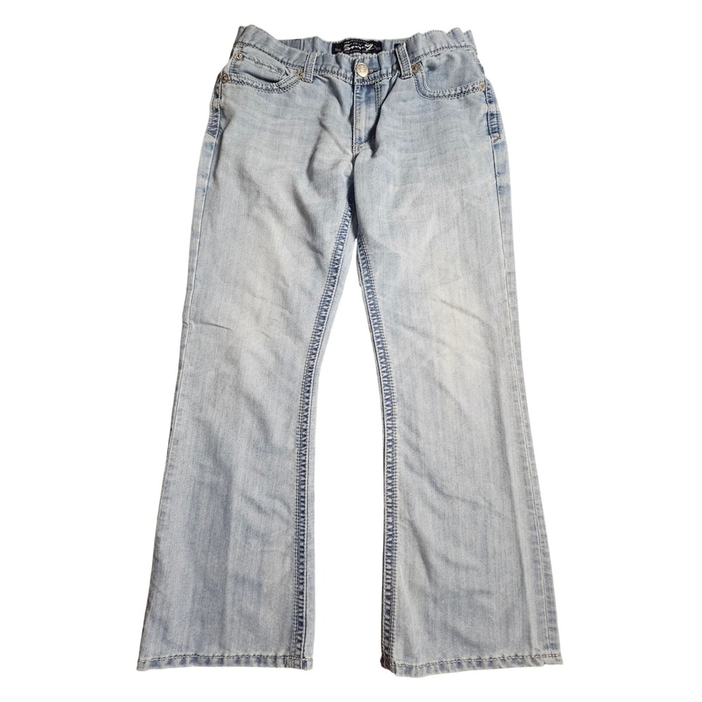 Seven7 Womens Bootcut Jeans 34x32 Flap Pocket Light Wash Denim Y2K Boho Festival